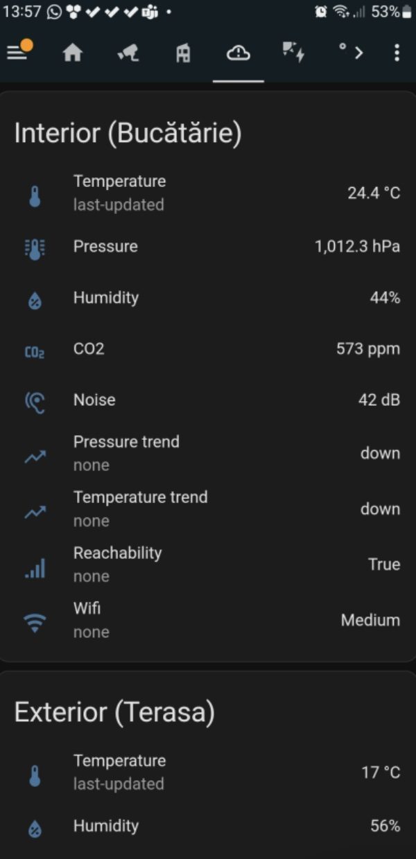 Aplicația: calitatea aerului și temperatura