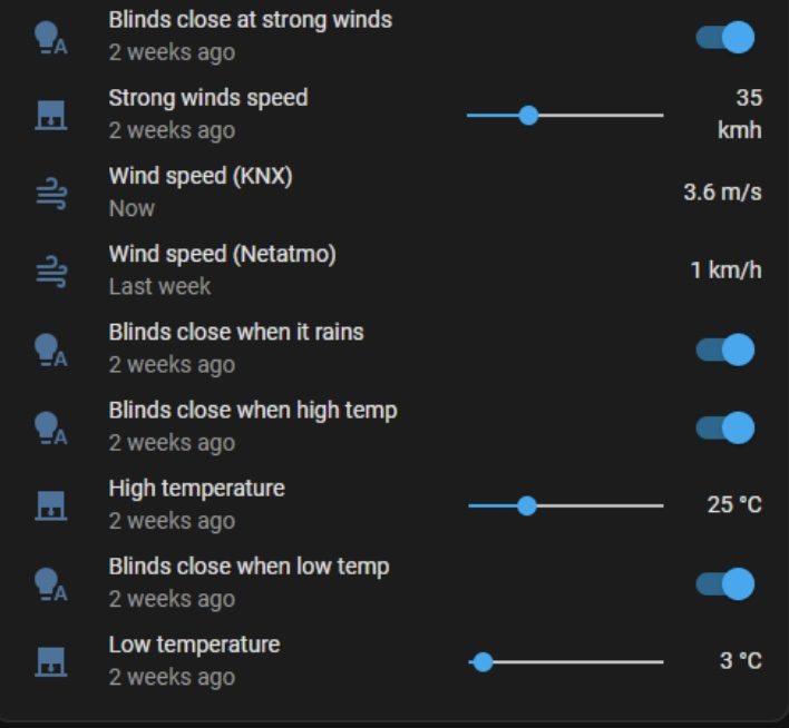 Aplicația: alte setări ale rulourilor
